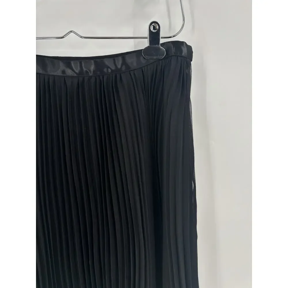 Victor Costa Vintage Skirt Womens 8 Black Pleated Lined Knee Length Chiffon